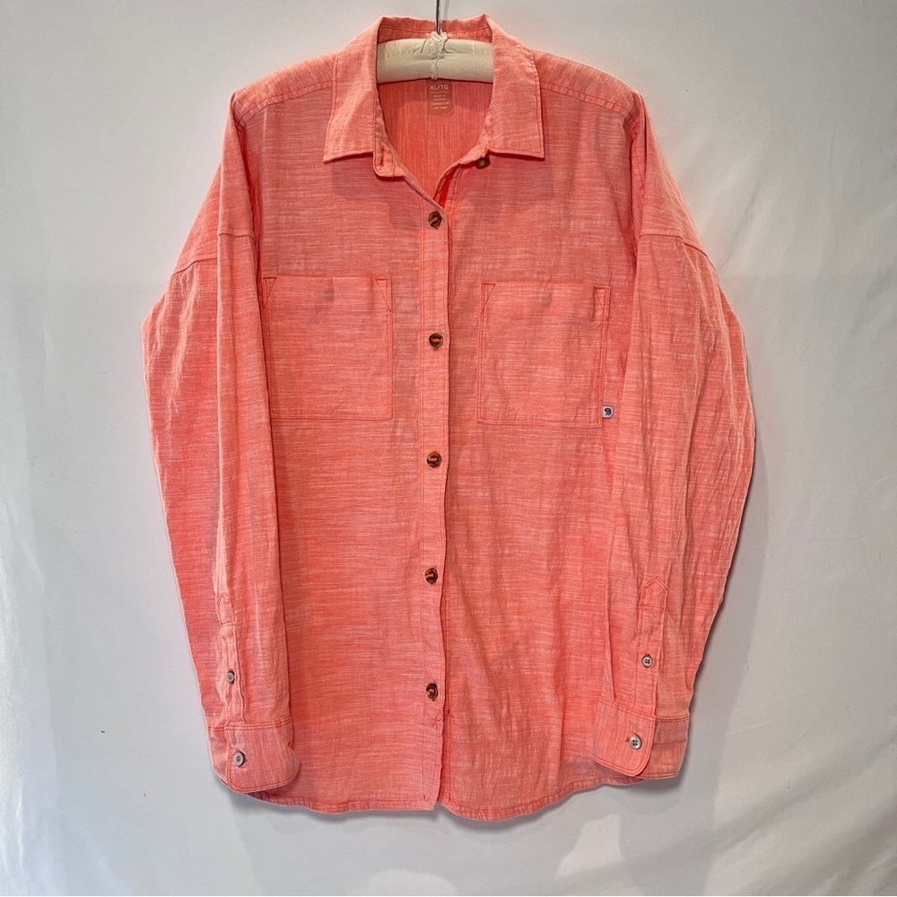 Mountain Hardwear Long Sleeve Button Down Shirt- Size XL - Orange colored